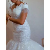 Customized Customize Mermaid Wedding Dresses Beading Sequin Off Shoulder Bridal Gowns Sweep Train African Mermaid Wedding Dress