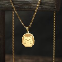Kinitial Cute Hedgehog Pendant Necklace Women's Stainless Steel Necklace Choker Fashion Cute Jewelry Animal Lover Gift