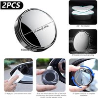 2Pcs Car Rearview Sucker Mirrors 360 Blind Spot Mirror Adjustable Round Frame Wide-angle Rearview Auxiliary Convex Mirror