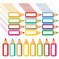 120 pcs Pencil Shape Labels Colorful Writable Stickers Self Adhesive Name Tag Labels for Organization Storage Bins Packaging
