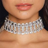 Bling Square Rhinestone Choker Necklace Exaggerate Accessories Luxury Women Statements Clavicle Chain Necklace Body Jewelry
