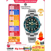 San Martin New Upgraded 37mm BB54 Vintage Men Diver Watch ST2130 Automatic Mechanical Sapphire Luminous Waterproof 200m SN0138 image 4