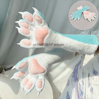 Unisex Fursuit Animal Claws Performance Cosplay Props Five-Finger Elastic Fox Gloves Anime Convention Costume Accessories