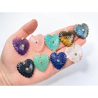2pcs/set Natural Crystal Necklace,30mm Heart Crystal Pendants,For Jewelry Making Pendants,Healing Crystal Necklace,For Gift