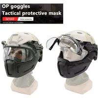 Tactical FAST Helmet Half Face Mask With New Flip Goggles Hunting Airsoft CS Game Paintball Mask Helmet Accessories Gear