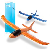 2 Pack Foam Airplane Set - Blue & Orange Plane for Outdoor Sports, Lightweight Flying Toy for Family Interactive Activity