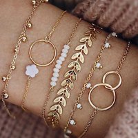 6 Pcs/Set Boho Style Link Chain Bracelet Set Stackable Hand Chain Bracelet Set For Women Jewelry Accessories