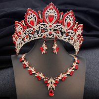 Luxury Green Crown Bridal Jewelry Sets for Women Tiaras and Necklace Earrings Bride Jewelry Set Wedding Costume accessories