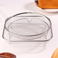 1Pc Air Fryer Rack Stackable Grilling Rack Stainless Steel Grill Basket Non-Stick Airfryer Tray Wire Rack Basket Kitchen Gadgets
