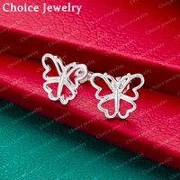 925 Sterling Silver Butterfly Stud Earrings For Women Fashion Jewelry Lively Charm Grace Party Wedding Accessories