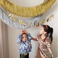Foil Fringe Garland Streamers Banner Wall Hanging Fringe Curtain Backdrop Banner for Wedding Birthday Party Decorations