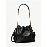 Charlie Women's Bucket Bag Leather Handbag Casual Shoulder Bag Crossbody Bag Pure Color Trendy European Style Youth Fashion