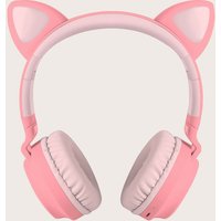 H12 Pink Cute Cat Ears Wireless Headphone Bluetooth compatible Headset Stereo Foldable Earphone with Microphone Music Girl Gift