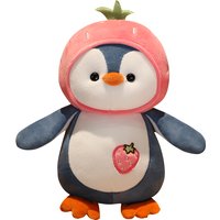 1PC Cartoon Penguin Plush Toys Kawaii Soft Doll Dress up Strawberry Orange Kids Plushie Girls Gift