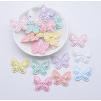 50Pcs 2.5*2.1cm/0.98*0.83inch Glitter Butterfly Applique for Clothes Hat Crafts Sewing Supplies Patches DIY Headwear Clips Decor