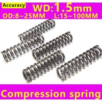 65Mn Wire Diameter 1.5mm Cylidrical Coil Compression Spring Return Release Pressure Spring Steel Coils Compressed Springs 5 Pcs