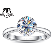AnuJewel 2ct/3ct D Color Moissanite Invisible Setting Engagement Ring For Women 925 Sterling Silver Gold Plated Solitaire Rings