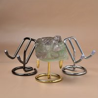 1pc Minimalist Style Crystal Mineral Specimen Display Stand, Metal Base, Geometric Style Display Holder, Phone Stand, Home Decor