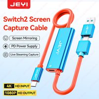 JEYI Video Capture Card with 100WPD USBC to USB A/C Live and Record Video Audio Game for Steam Deck/Switch 2/1/OLED ROG Handheld