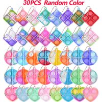 10-30Pcs Pop Fidget Toys Mini Pop Keychain Toddler Fidget Toys Classroom Prize Kids Birthday Party Favors Wedding Gift for Guest