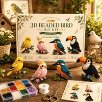 Tiny 3D Beaded Animal DIY Kit - Cute Bird & Animal Beading Craft Set with Bright Colors, for Hand Embroidery Enthusiasts Gifts