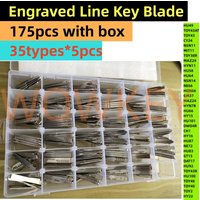 175PCS Lishi Engraved Line key blade Scale Shearing Teeth 35 Types Metal Blank Uncut Flip for KD KEYDIY Remote Key Blade
