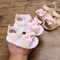 Cute PU Leather Baby Princess Shoes Newborn Girls' Bow Rubber Sole Pre Walking Shoes Anti Slip Summer First Walking Shoes