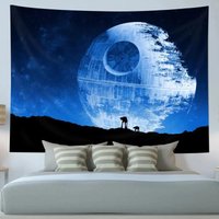 VIKAMA Apocalyptic Planet Tapestry, Blue Galaxy And Nebula Cosmic Mural, Space Scene For Game Rooms, Dorms, Sci-Fi Theme Decor