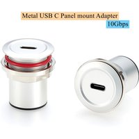 10Gbps USB C to USB C Flush Panel Mount Adapter Type C 3.1 Female to Female Threaded Fixed Coupler Converter Bulkhead Socket