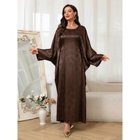 Muslim Islamic Abaya for Women Luxurious Brown Satin - like Fabric with Exquisite Detailing Ideal for Saudi Arabia UAE Qatar