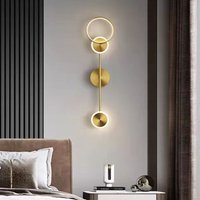Modern Creativity Minimalist Fashion Decorative LED Wall Lamp Bedroom Villa Study Living Room Black Coppery Iron Light