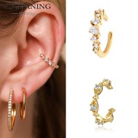 2025 1PC Gold Plated Clip Earrings for Women CZ Zircon Fake Piercing Ear Cuff Women's Tassel Earrings Fashion Jewelry Wholesale