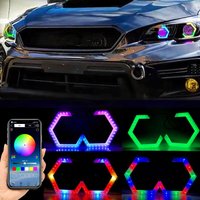 2PCS 12V/24V 70MM 80MM 85MM 90MM Hexagon LED Angel Eyes Headlight Halo Rings RGB Bluetooth APP Control Daytime Running Light