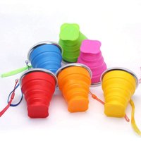 1Pc Portable Silicone Collapsible Water Cup 200ml with Lid - Food Grade, Ideal for Outdoor Travel and Drinking