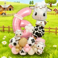 49 farm themed cute calf pink digital decoration balloons, birthday party shower gifts, anniversary cowboy farm decoration