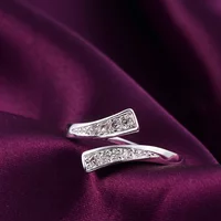 Hot Fine 925 sterling Silver Rings For women crystal adjustable size Fashion party Gift engagement wedding luxury Jewelry