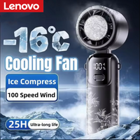 Lenovo USB Desk Fan Ice Cooling Handheld Fan 100 Speeds Turbo Portable Foldable/hangable For Outdoor Fast Chill Ice Compress New