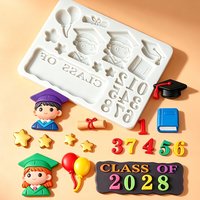 Graduation Mortarboard Diploma Balloon Silicone Sugarcraft Mold Chocolate Cupcake Baking Fondant Cake Decorating Tools