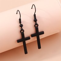 New Black Cross Drop Earrings for Women Gothic Metal Cross Dangle Hook Earrings Girls Party Jewelry Accessories