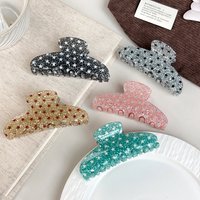 10CM Sparkling Powder Star Pentagram Acrylic Hair Claw Clips for Women Vintage Large Size Hair Clip Shark Clip Hair Accessories