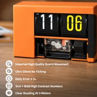 Rechargeable Automatic Flip Clock, Retro Digital Desk Clock, Silent Large Number Table Clock for Living Room TV Stand Home Decor