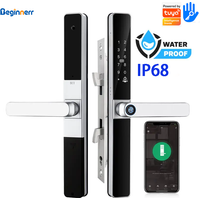 IP68 Waterproof Smart Aluminum door lock Euro 5572 2885 double hook Mortise TTlock Tuya wifi Fingerprint UPVC Sliding door lock