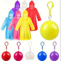 Portable Raincoat Ball Disposable One-Piece Poncho with Keychain Waterproof Emergency Rainwear for Adults Kids Outdoor Camping F
