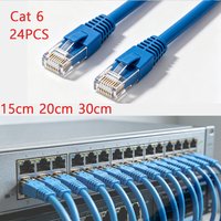 24PCS Cat6 RJ45 Short Ethernet Cable High Speed UTP LAN Patch Cord Stable Transmission15cm 30cm 20cm for PC Router Switch Modem