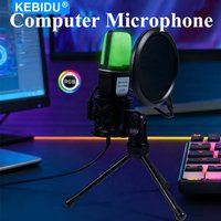 KEBIDU Professional Microphone Kits Computer Condenser Mic USB Wired Streaming Sound Live Podcast RGB Record Gaming Accessories