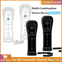 For Wii Remote with Wii Motion Plus Inside | Shock Wii Nunchuk Controller | Compatible For Nintendo Wii, Wii U