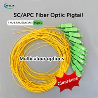 10 pcs Fiber Optic Pigtail SC/APC Single Mode Simplex Indoor FTTH Fiber Pigtail 1M/1.5M/2M/3M 9/125μm 0.9mm Core Diameter
