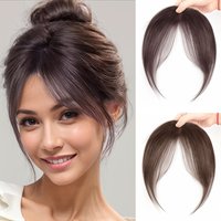 Synthetic Invisible Closure Bang Middle Part Fake Bangs Fringe Topper Hairpiece Clip-In Bang Extension Hairpiece Women