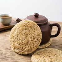 Natural Loofah Tea Coaster 8cm 3Pcs Absorbent Non-slip Heat Insulation Eco-Friendly Handmade for Kung Fu Tea Set Home Decor