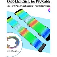 360° Bendable ARGB LED Light Strip for 8 Pin GPU & 24 Pin Motherboard PSU Cables, PC Case Modding RGB Lighting Accessory